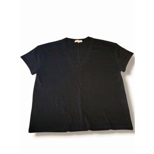 Rag & Bone Women's The Knit Black V Neck Sweater Like Short Sleeve Top - Size S